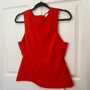 H&M Red Peplum Cut Out Tank Top Blouse‎ Size 10
